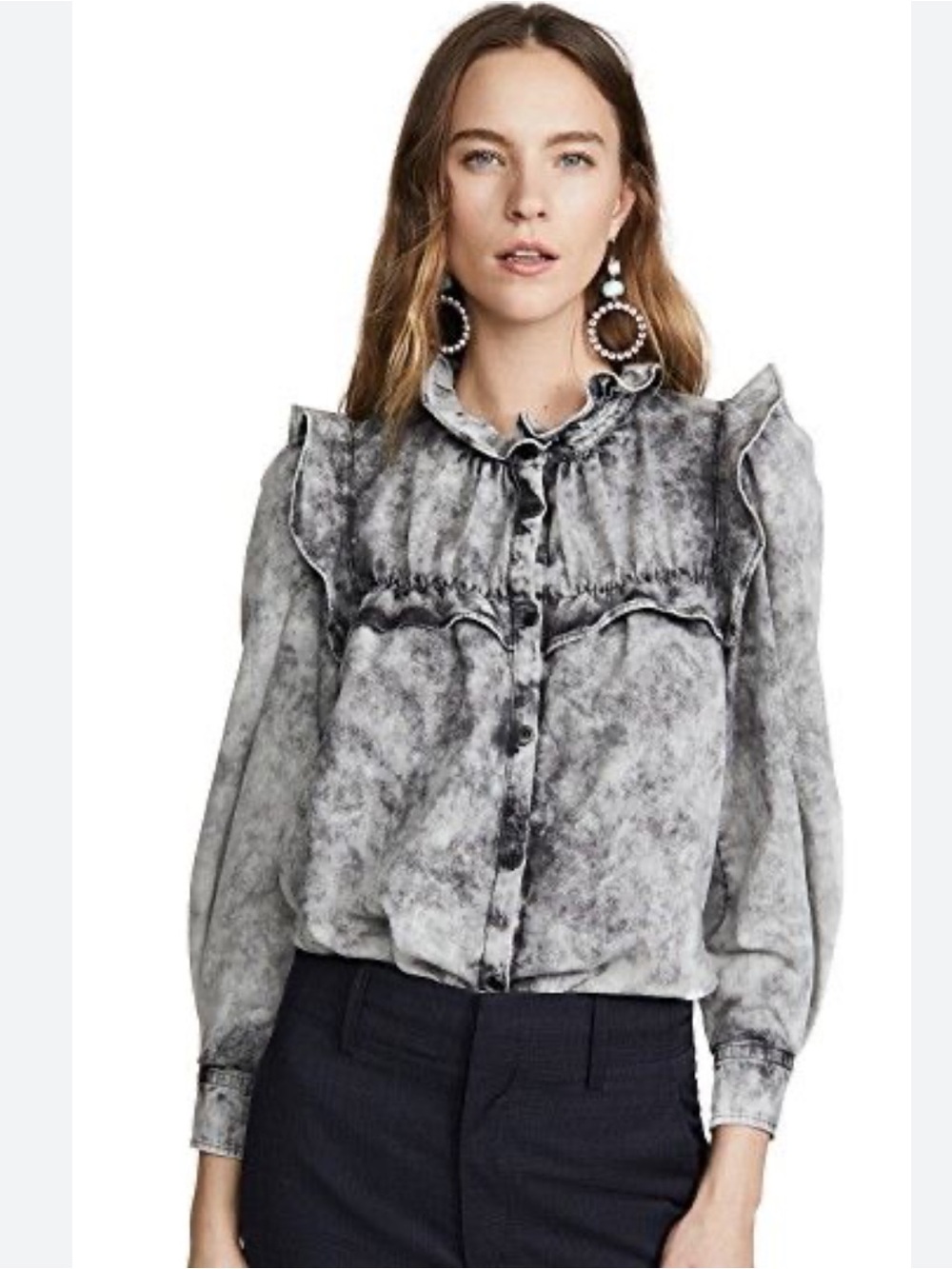 Isabel Marant Etoile Idety acid wash denim top size S
